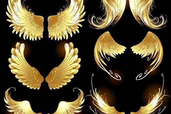 金色翅膀裁片印花服装印花图案设计