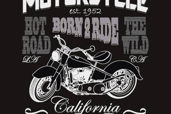 经典裁片印花：加州高速公路摩托车服装印花设计