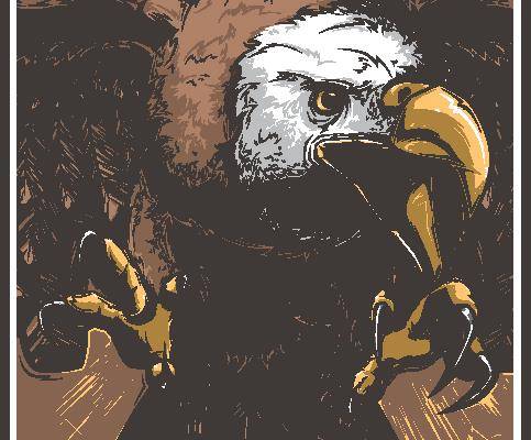 时尚街头风格服装印花:霸气鹰头图案裁片印花设计