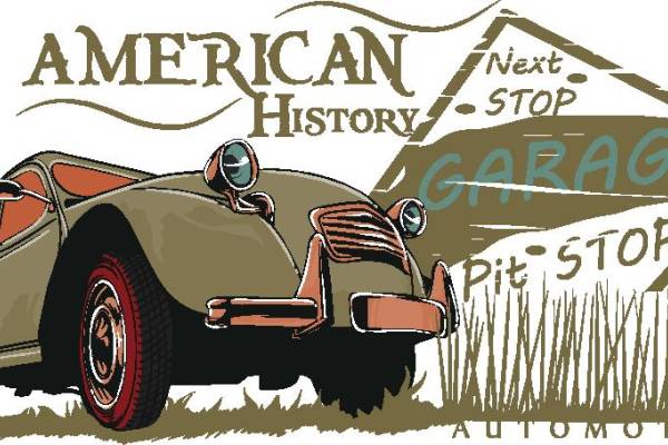 探索美国历史汽车裁片印花服装，复古风格服装印花设计