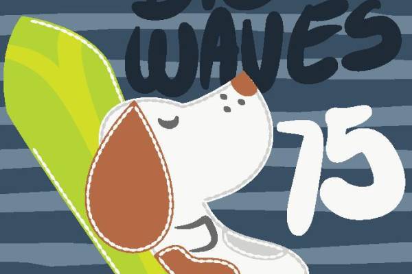 创意卡通冲浪狗裁片印花服装印花设计