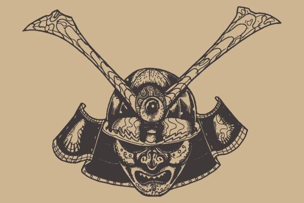 武士风格裁片印花服装印花设计，展现日本传统美学