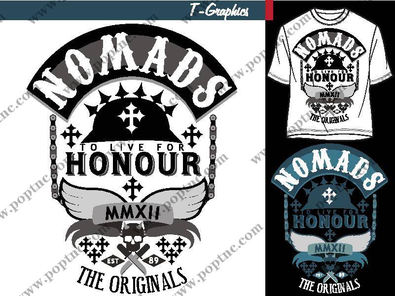 独特设计裁片印花服装:'To Live For Honour'主题服装印花