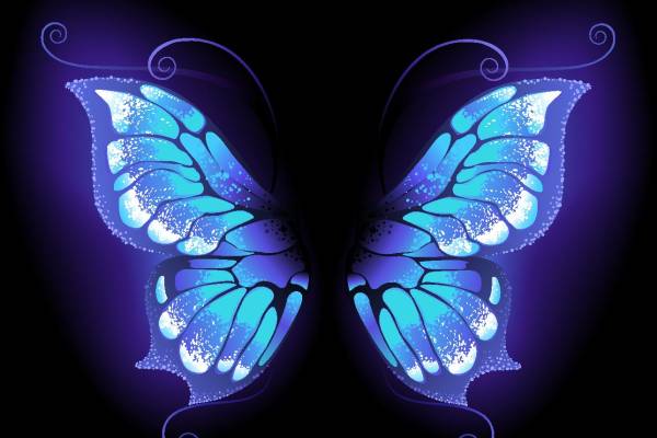 梦幻蓝色蝴蝶裁片印花服装，时尚潮流服装印花设计