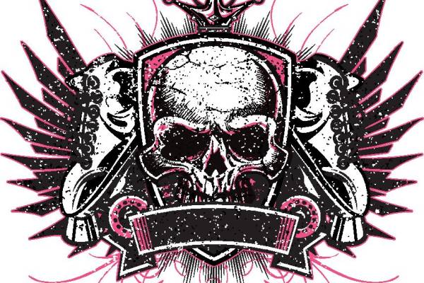 时尚街头风格骷髅头裁片印花服装印花设计