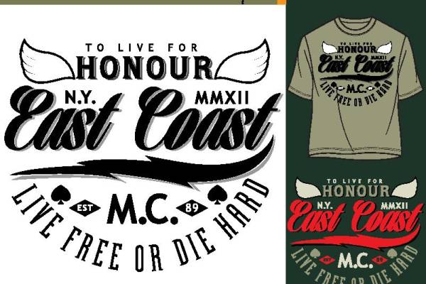 时尚摩托车俱乐部裁片印花服装，展现东海岸荣耀