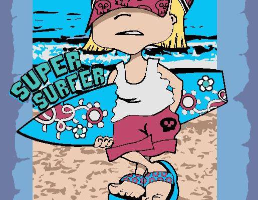 夏季儿童沙滩服装印花设计：超级冲浪者裁片印花