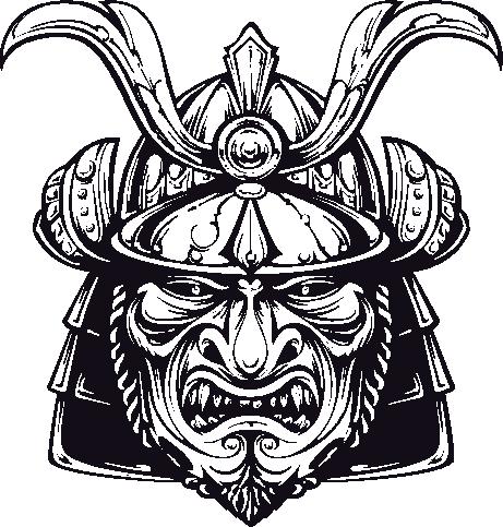古代武士面具裁片印花服装印花设计