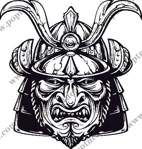 古代武士面具裁片印花服装印花设计