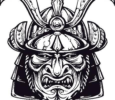 古代武士面具裁片印花服装印花设计