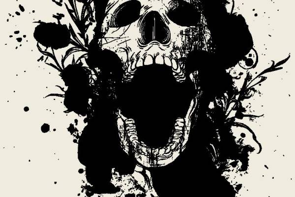 复古风格骷髅头裁片印花服装印花设计