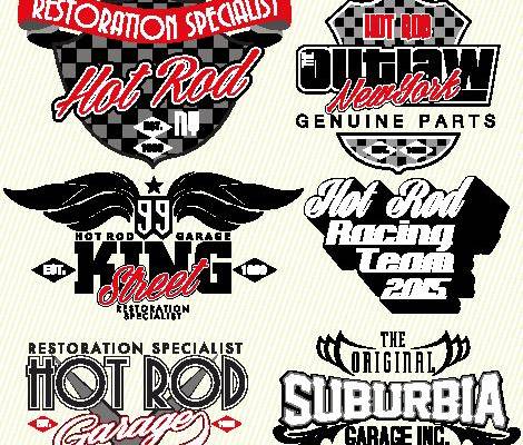 经典复古裁片印花服装，热棒赛车主题服装印花设计