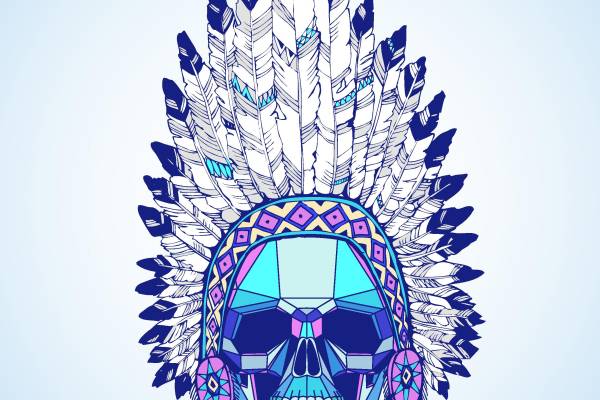 印第安风格羽毛头饰裁片印花服装印花设计