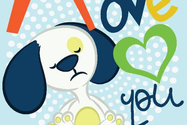 可爱卡通小狗裁片印花服装印花设计