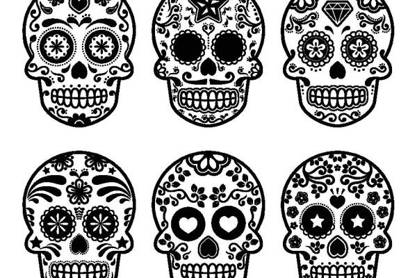 时尚个性骷髅头裁片印花服装印花设计