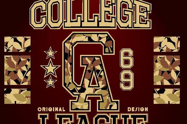 街头风格大学联盟裁片印花服装印花设计