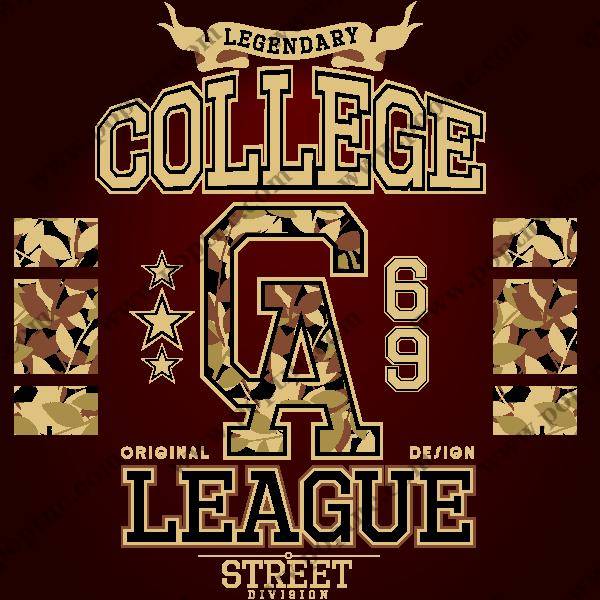 街头风格大学联盟裁片印花服装印花设计