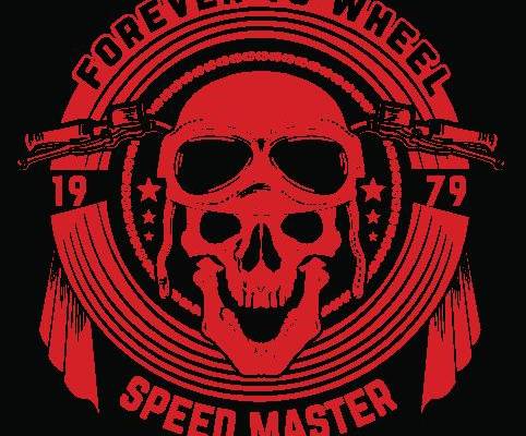 经典骷髅头裁片印花服装 速度大师主题印花T恤