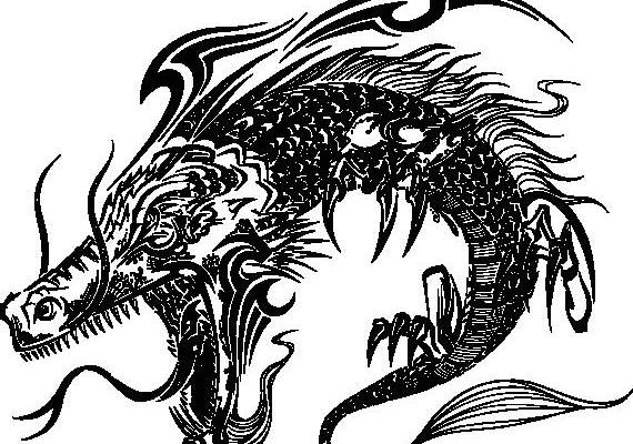 时尚中国风龙纹裁片印花服装印花设计