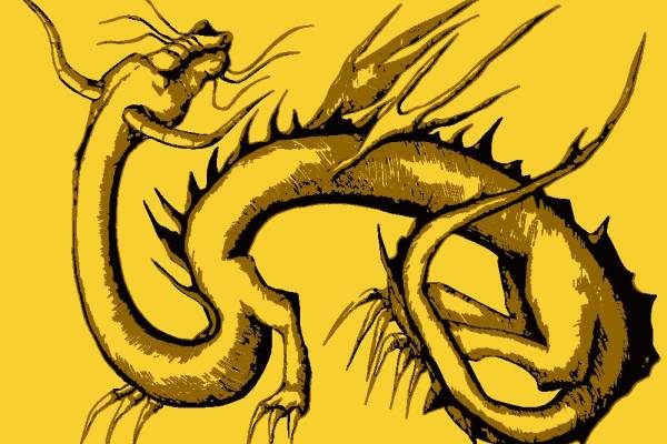 时尚中国风裁片印花服装 龙纹图案设计