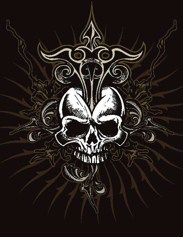 时尚潮牌骷髅头裁片印花服装印花设计