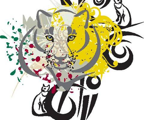 抽象艺术风格猫主题裁片印花服装印花设计