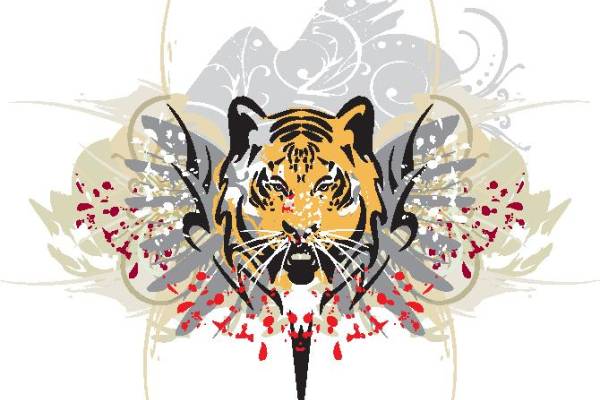 时尚前卫老虎头裁片印花服装印花设计