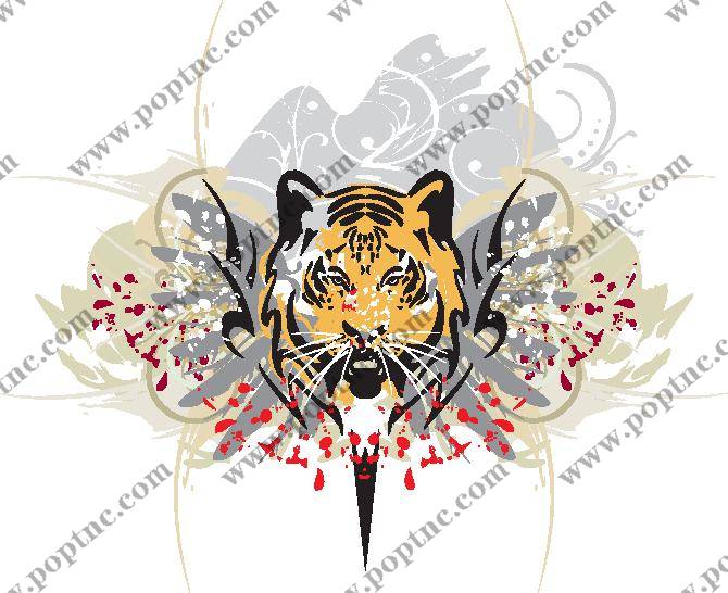 时尚前卫老虎头裁片印花服装印花设计