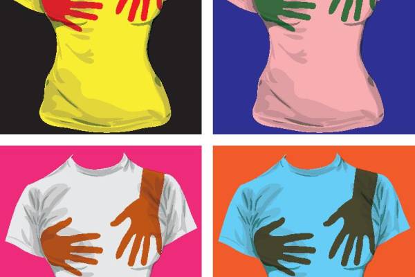 创意彩色手印裁片印花服装印花设计