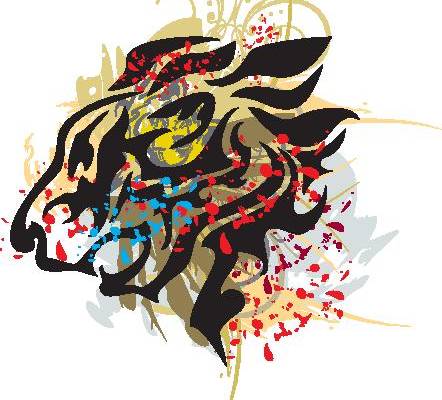 抽象艺术风格老虎裁片印花服装印花设计