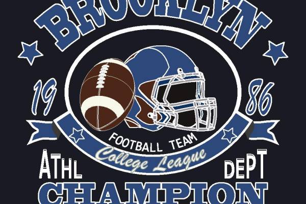 复古布鲁克林学院联赛冠军裁片印花服装