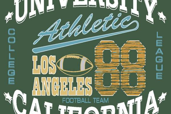 大学运动风裁片印花服装 洛杉矶加州足球团队