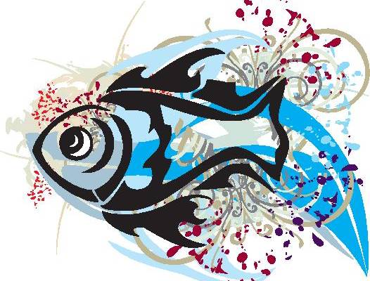 抽象鱼形裁片印花服装印花设计，展现个性时尚风格