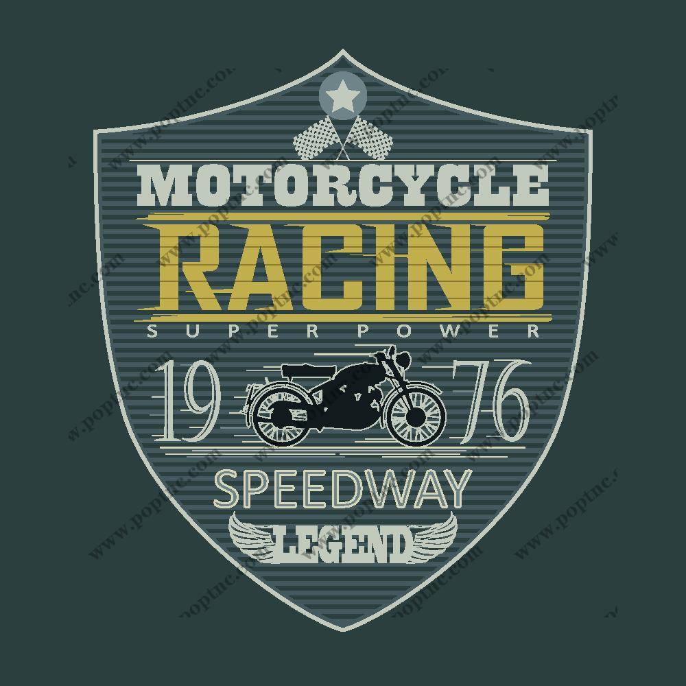 复古摩托车裁片印花服装 经典赛车风格印花T恤