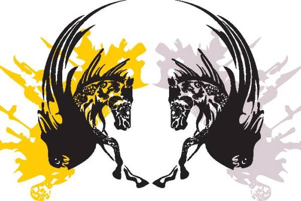 时尚潮流个性服装印花:骷髅头与翅膀裁片印花设计