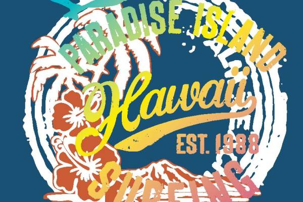 夏威夷天堂岛裁片印花服装,复古风格冲浪服设计