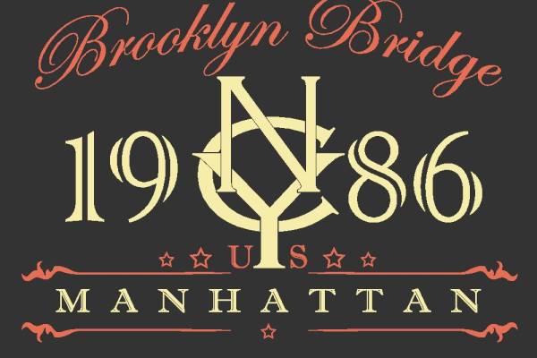 纽约布鲁克林桥复古风格裁片印花服装