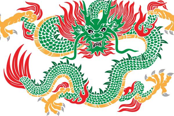 传统中国龙裁片印花服装印花设计