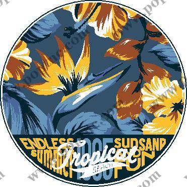 秋季时尚裁片印花服装印花设计,展现无尽夏日热带风情