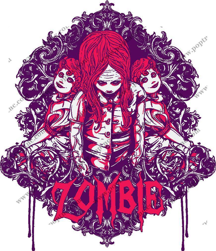 独特恐怖风格裁片印花服装,打造个性僵尸主题印花T恤