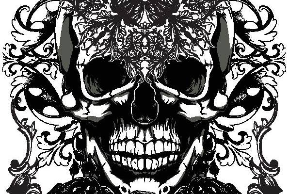 哥特风格骷髅头裁片印花服装印花设计