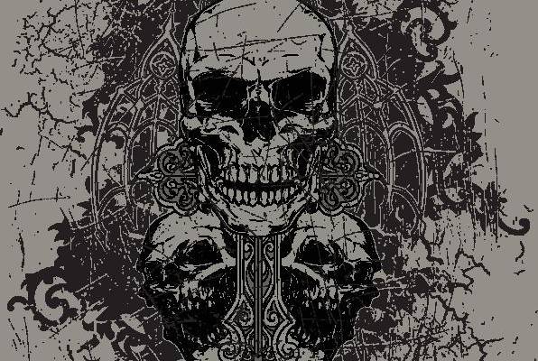 哥特风格骷髅头裁片印花服装印花设计