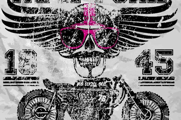 纽约1945摩托车裁片印花服装，展现复古摇滚风格