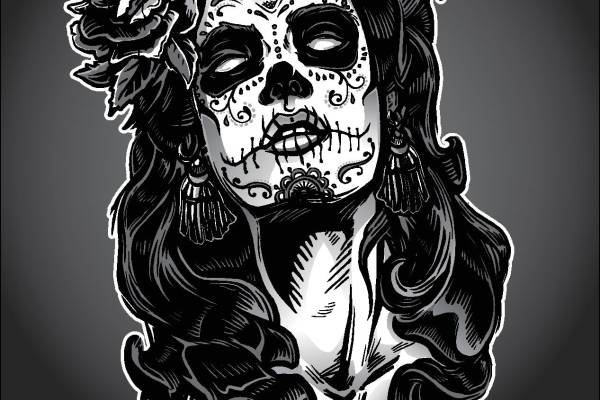 时尚骷髅头裁片印花服装印花设计