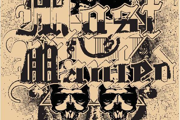 复古风格骷髅头裁片印花服装印花设计