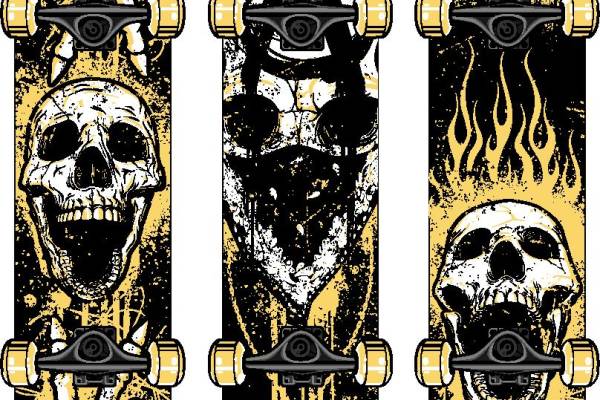 时尚街头风格骷髅头裁片印花服装印花设计