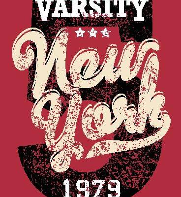 复古风格1979年纽约校队裁片印花服装印花设计