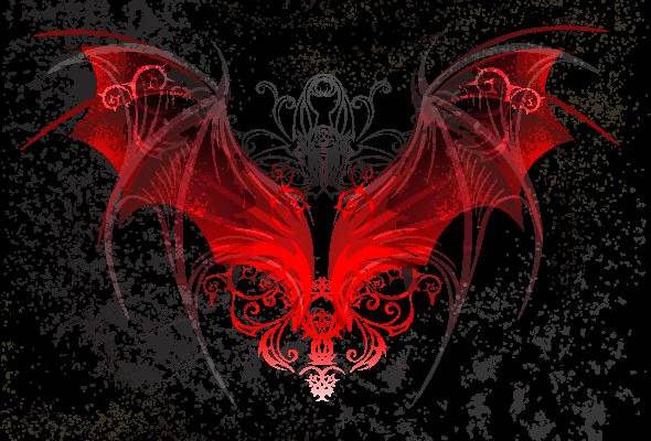 时尚神秘红色蝙蝠翅膀裁片印花服装