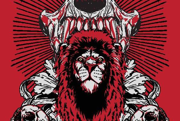 时尚前卫的红色狮子裁片印花服装，展现个性与力量