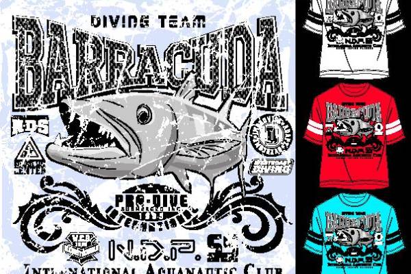 创意裁片印花服装：国际潜水俱乐部时尚T恤设计